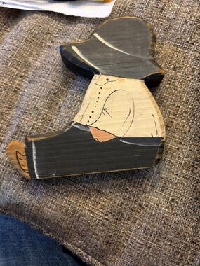 Rustic Black & Cream Wooden Wall Decor Boot Accent